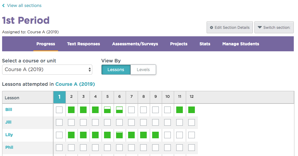 Viewing student progress – 