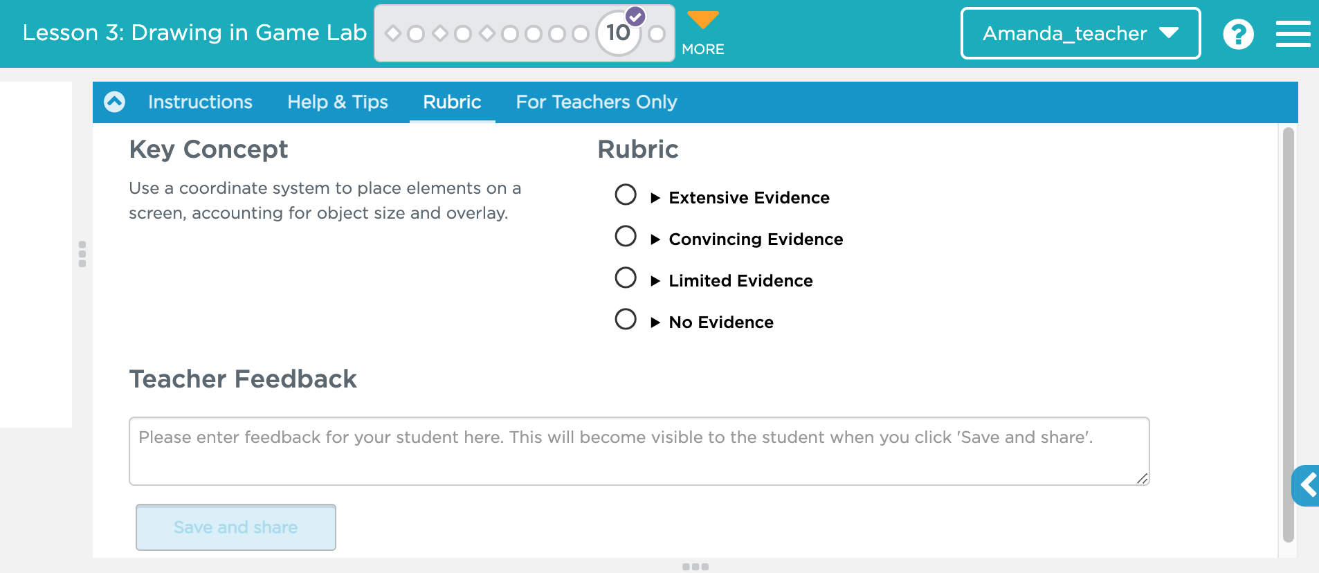 Rubrics in Code.org courses – Code.org